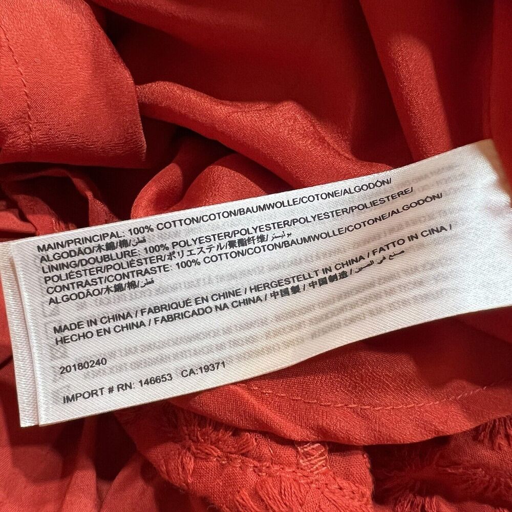 Finders Keepers Memento Dress Red Asymmetrical Ruffle Hem Embroidery Sz M - Picture 12 of 16